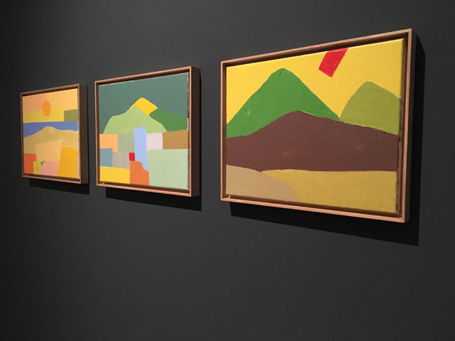 Etel Adnan. Untitled, 2014; Untitled 2016; and Untitled, 2012. Installation view. Photo: Veronica Simpson.