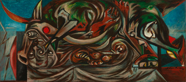 Jackson Pollock. Untitled, c1938-41. Oil on linen, 56.5 x 127.5 cm. The Art Institute of Chicago, Major Acquisitions Centennial Fund; estate of Florene May Schoenborn; through prior acquisitions of Mr and Mrs Carter H Harrison, Marguerita S Ritman, Mr and Mrs Bruce Borland, and Mary L and Leigh B Block, 1998.522. © The Pollock-Krasner Foundation ARS, NY and DACS, London 2016.