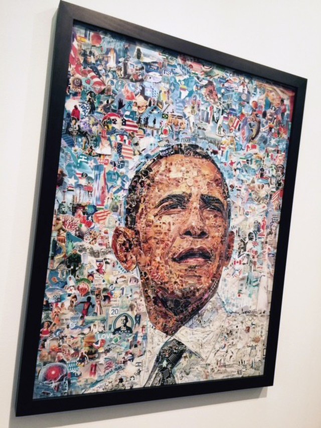 Vic Muniz. Obama, 2012. Photo collage. Ben Brown Fine Arts. Photograph: Jill Spalding.