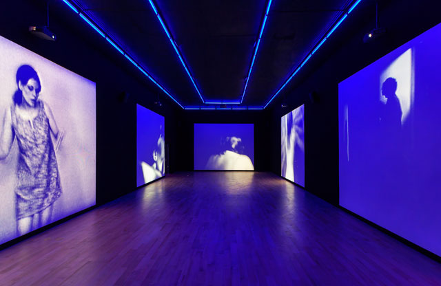 Installation view of Ugo Rondinone's exhibition Good Evening Beautiful Blue. Photograph: Zachary Balber. Courtesy of the artist and The Bass, Miami Beach.