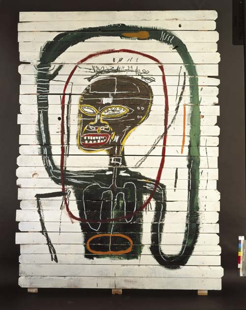 Jean-Michel Basquiat (1960-1988), Flexible 1984. Acrylic and oil paintstick on wood 102 x 75 in. (259 x 190.5 cm). Estate of Jean-Michel Basquiat