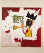 Jean-Michel Basquiat (1960-1988), Trumpet 1984. Acrylic and oil paintstick on canvas 60 x 60 in. (152.4 x 152.4 cm). On loan from private collection. Courtesy of the Norton Museum of Art