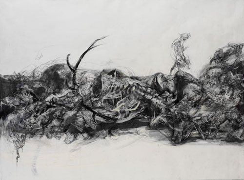 Lanfranco Quadrio. The death of actaeon, 2013. Mixed media on canvas, 200 x 148 cm. Courtesy Rosenfeld Porcini.