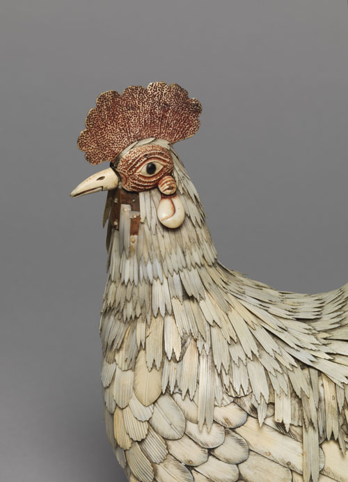 Artist unknown. Bone cockerel (detail). Vivacity Culture and Leisure – Peterborough Museum.
