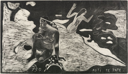 Paul Gauguin. Auti Te Pape (Women at the River). From the Noa Noa series 1893-1894, printed 1921. Wood engraving on China paper, 20.5 x 35.5 cm (block), 27 x 42.4 cm (sheet). © The Samuel Courtauld Trust, The Courtauld Gallery, London.
