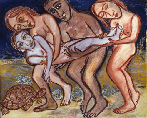 Eileen Cooper. September: Laid to Rest, 2003, Charcoal, pastel and watercolour on paper, 122 x 153 cm.