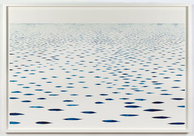 Tania Kovats. Sea Mark (Prussian Blue IV), 2017. Watercolour on paper, framed, 100 x 150 cm (39.4 x 59.1 in). Courtesy the artist and Pippy Houldsworth Gallery, London.