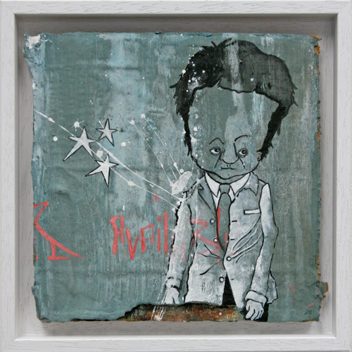 Miranda Donovan. Diary of My Other Self, Oct 6th & 7th, 2014. Acrylic and mixed media on cardboard, 24 x 24 cm (inc frame).