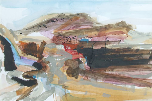 Susan Winton. Canyon In The Desert, Almeria, 2015. Acrylic and ink on paper, 56.5 x 38.5 cm. © Susan Winton.
