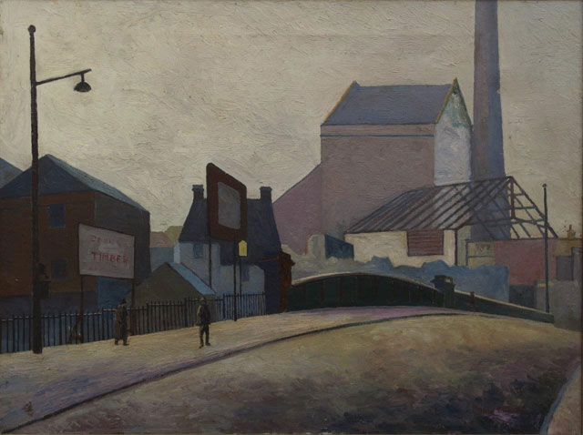 Elwin Hawthorne. Demolition of Bow Brewery, 1931. Oil on canvas, 44.5 x 60 cm. Private collection, © the artist’s estate.