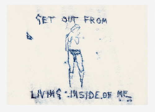 Tracey Emin. <em>Untitled</em> 2008. 
Monoprint, 
8 7/16 x 11 5/8 inches (21.5 x 29.5 cm). Copyright © the artist. Courtesy White Cube.