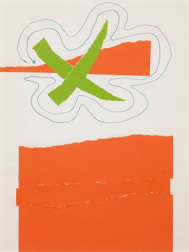Barry Flanagan. Collage I 1968, 1968. Blue pen and ink, organ and green paper on paper, 10 1/4 x 7 7/8 in (26 x 20 cm). © The Estate of Barry Flanagan, 2015.