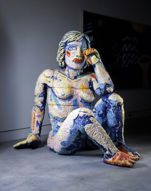 Viola Frey. <em>Weeping Woman,</em> 1990-1991. Ceramic with glazes. Collection of Norton Museum of Art, West Palm Beach, Florida, Purchase, the Rose L. Kraft Fund, 92.2. 