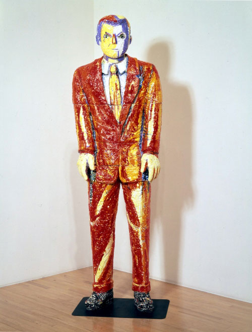 Viola Frey. <em>Fire Suit</em>, 1983. Ceramic with glazes and steel. Collection of San Jose Museum of Art, California, Museum purchase with funds contributed by the Museum