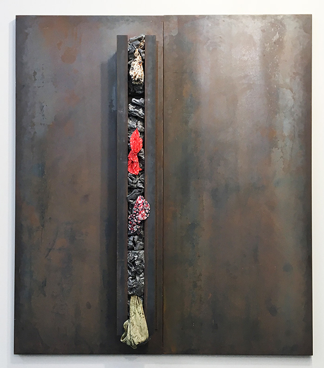 Janis Kounellis. Untitled, 1996.  Steel, lead and rags, 78¾ x 70 7/8 in (200 x 180 cm.). White Cube.