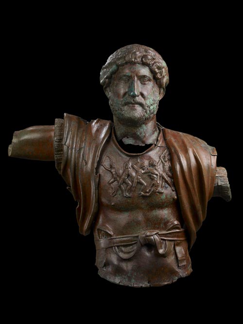 Bronze torso and head of Hadrian from Tel Shalem. Dated to around the time of the Jewish Revolt (AD 135). On loan from The Israel Museum, Jerusalem. © The Israel Museum, Jerusalem.