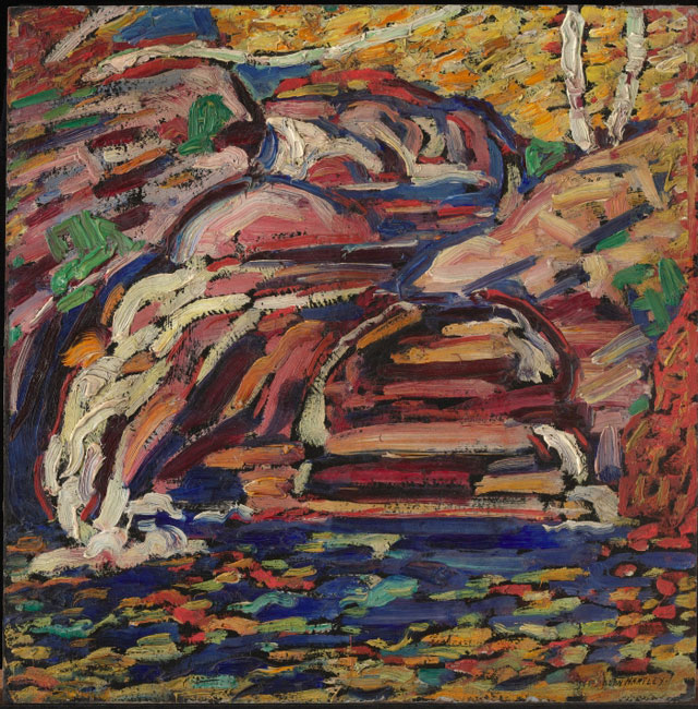 Marsden Hartley. Untitled (Maine Landscape), 1910. Oil on board, 12 1/8 x 12 in (30.8 x 30.5 cm). Collection of Jan T. and Marica Vilcek, Promised Gift to The Vilcek Foundation.