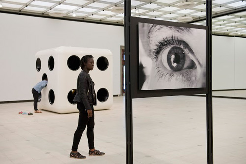Carsten Höller. Dice, 2014 and Reflections On Her Eyes, Reflections On My Eyes, 1996, 2015. Installation view © Carsten Höller. Courtesy of the artist. Photograph: © Linda Nylind.