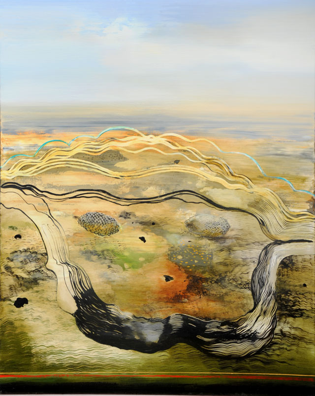 Philip Hunter. Geosphere no.6, 2015. Oil on linen, 153 x 122.5 cm. Copyright the artist. Courtesy Sophie Gannon Gallery.