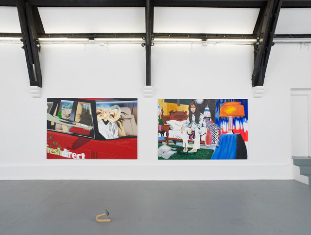 Jamian Juliano-Villani. The World's Greatest Planet on Earth, 2016, Installation view, Studio Voltaire, London. Courtesy of the artist and Tanya Leighton Gallery, Berlin. Photograph: Andy Keate.