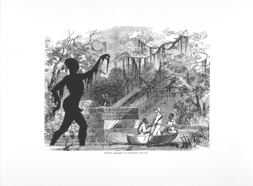 Kara Walker, <em><strong>'Cotton Hoards in Southern Swamp, Harper's Pictorial History of the Civil War'</strong></em> <strong>(Annotated)</strong>, 2005. Offset Lithography/Silkscreen 39 x 53 inches. Courtesy of Sikkema Jenkins & Co.