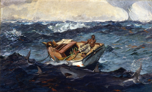 Winslow Homer (1836-1910), <strong><em>The Gulf Stream, </em></strong>1899. Oil on canvas; 28 1/8 x 49 1/8 in. (71.4 x 124.8 cm). The Metropolitan Museum of Art