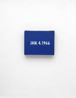 On Kawara. JAN. 4, 1966. 'New York's traffic strike'. New York. From Today, 1966-2013. Acrylic on canvas, 8 x 10 in (20.3 x 25.4 cm). Private collection. Photograph: Courtesy David Zwirner, New York/London.