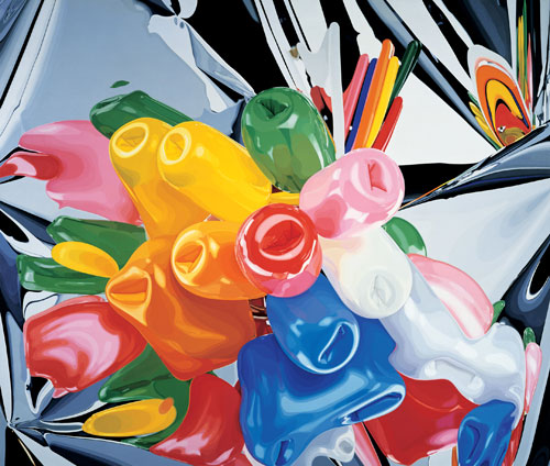 Jeff Koons. Tulips, 1995 – 98. Oil on canvas, 111 3⁄8 x 131 in (282.9 x 332.7cm). Private collection. © Jeff Koons.