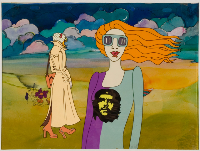 György Kovásznai. Girl with Che - cell for the animated TV series This is just Fashion, 1975. Celluloid, paint, 26 x 34 cm. Photograph: Kovásznai Research Workshop.
