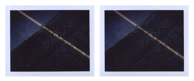 Peter Liversidge. Afternoon Sunlight, 2014. Pair of unique Fuji FP-100C photographs, image: 2 7/8 x 3 3/4 in (7.3 x 9.5 cm) each; Fuji: 3 3/8 x 4 1/4 in (8.5 x 10.8 cm) each. © Peter Liversidge. Courtesy: Sean Kelly, New York.