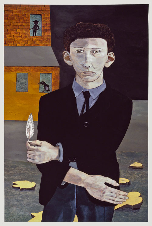 Lucian Freud. Man with a Feather (Self-portrait), 1943. Private Collection © The Lucian Freud Archive. Photograph: Courtesy Lucian Freud Archive.