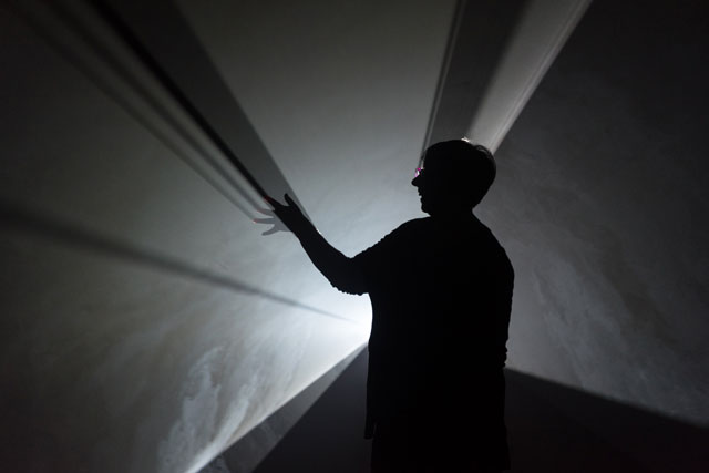Installation view of Anthony McCall: Solid Light Works at Hepworth Wakefield. Photograph: Guzelian.
