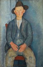 Amedeo Modigliani. The Little Peasant, c1918. Oil paint on canvas, 100 x 64.5 cm. Tate, presented by Miss Jenny Blaker in memory of Hugh Blaker 1941.