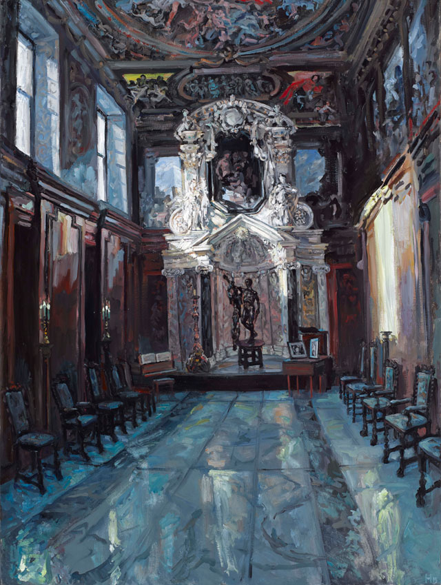 HectorMcDonnell. Chatsworth Chapel,  Oil on canvas, 40 x 30 ins.