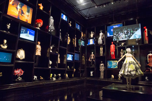 Installation view of  Cabinet of Curiosities gallery. Alexander McQueen Savage Beauty at the V&A, 2015. Victoria and Albert Museum, London.