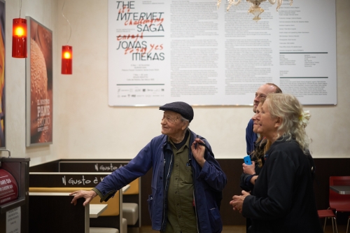 Jonas Mekas. The Internet Saga. Burger King Opening. Photograph: Giulio Favotto - Otium.