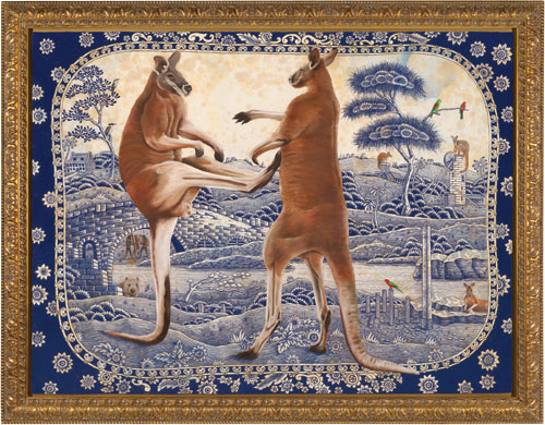 Danie Mellor. Culture Warriors, 2008. Pastel, pencil and wash with glitter and Swarovski crystal on Saunders Waterford paper, 147 x 195 cm. Collection: National Gallery of Australia, Canberra. Purchased 2008.
