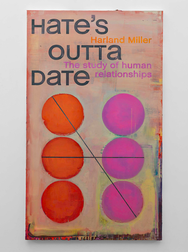 Harland Miller. Hate's Outta Date, 2016. Oil on canvas, 250 x 149 cm. Courtesy the artist and Blain Southern. Photograph: Peter Mallet.