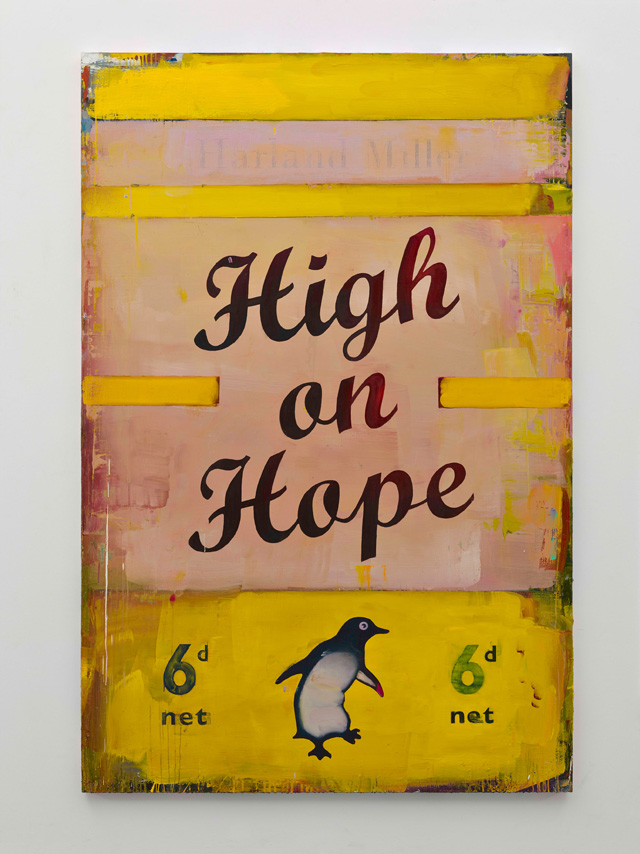 Harland Miller, High On Hope, 2016. Oil on canvas, 235 x 155.5 cm. Courtesy the artist and Blain Southern. Photograph: Peter Mallet.