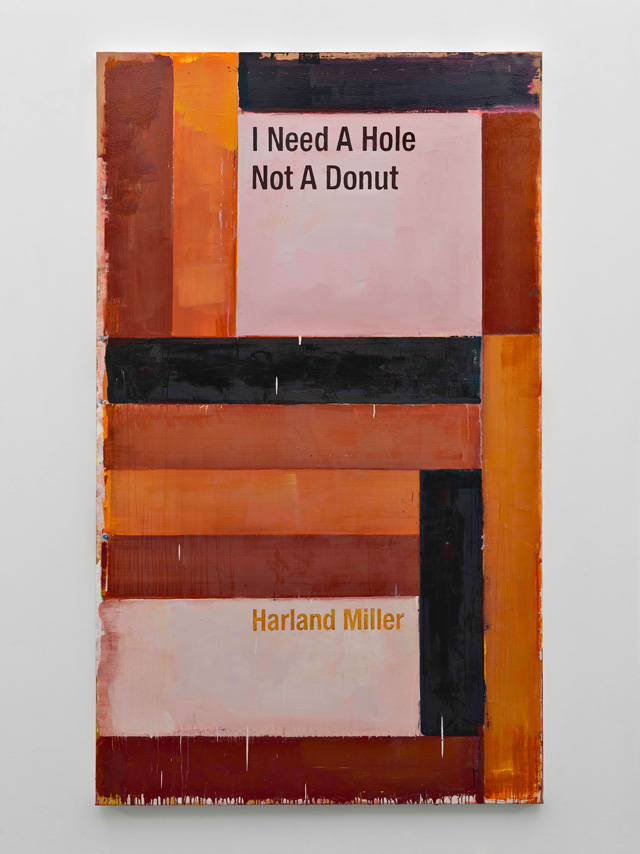 Harland Miller, I Need A Hole Not A Donut, 2016. Oil on canvas, 250 x 148 cm. Courtesy the artist and Blain Southern. Photograph: Peter Mallet.