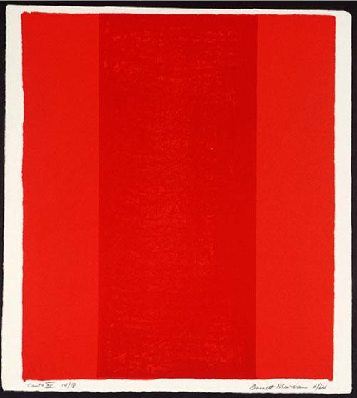 Barnett Newman. from Eighteen Cantos. Canto XV 1963-4. Lithograph on paper. 375 x 322 mm. Tate. Presented by Mrs Annalee Newman, the artist’s widow 1972. © ARS, NY and DACS, London 2002