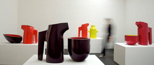 Nicholas Rena. Pieces on display at Jerwood Contemporary Makers Exhibition. Ceramic. Photograph: Phil Sayer.