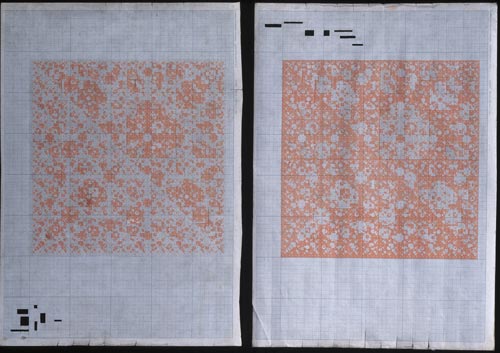 Untitled #5, circa 2002-2005. Martin Thompson (b. 1956) Wellington, New Zealand. Pen on graph paper 15 3/4 x 22" diptych. Courtesy of the Artist 