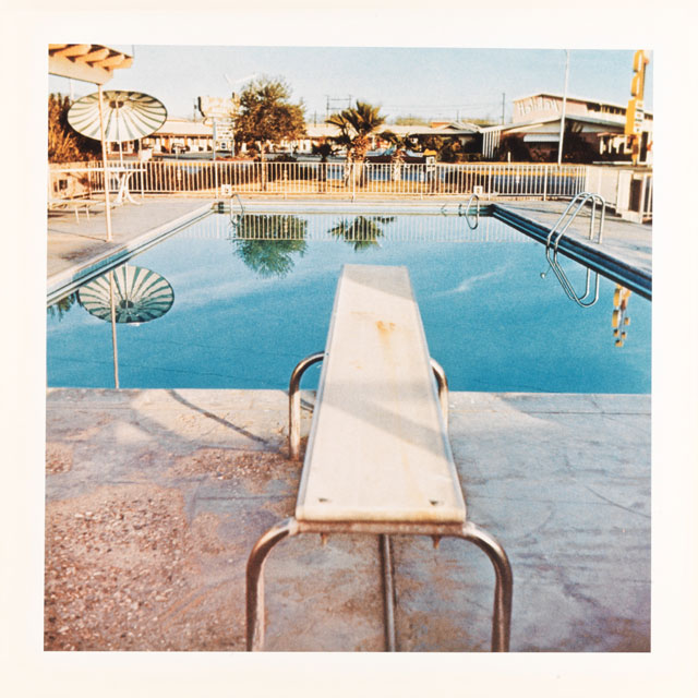 Ed Ruscha. Pool #2, 1968 / 1997. Colour photograph, 39.4 x 39.4 cm. Collection: Scottish National Gallery of Modern Art. Artist Rooms National Galleries of Scotland and Tate. Lent by the Artist Rooms Foundation 2011. © Ed Ruscha.