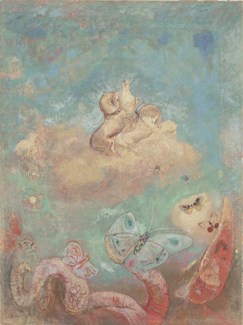 Odilon Redon. <em>The Chariot of Apollo</em> c. 1912. Oil on canvas 39 ¼ x 29 ½ in. The Musuem of Modern Art, New York, Gift of the Ian Woodner Family Collection, 2000.