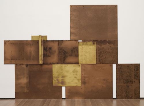Dorothea Rockburne. Scalar, 1971. Chipboard, crude oil, paper, and nails, overall 80 x 114 ½ x 3 ½ in (203.2 x 289.5 x 8.9 cm). The Museum of Modern Art, New York. Gift of Jo Carole and Ronald S. Lauder and Estée Lauder, Inc. in honour of J. Frederic Byers III. © 2013 Dorothea Rockburne / Artists Rights Society (ARS), New York.