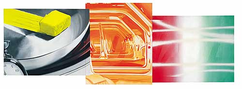 James Rosenquist. U-Haul-It, 1967. Oil on canvas, 5 feet x 14 feet 1 inch (152.4 x 429.3 cm). Whitney Museum of American Art, New York, Purchase, with funds from Mr. and Mrs. Lester Avnet, 68.38a-c. Photo courtesy of James Rosenquist
