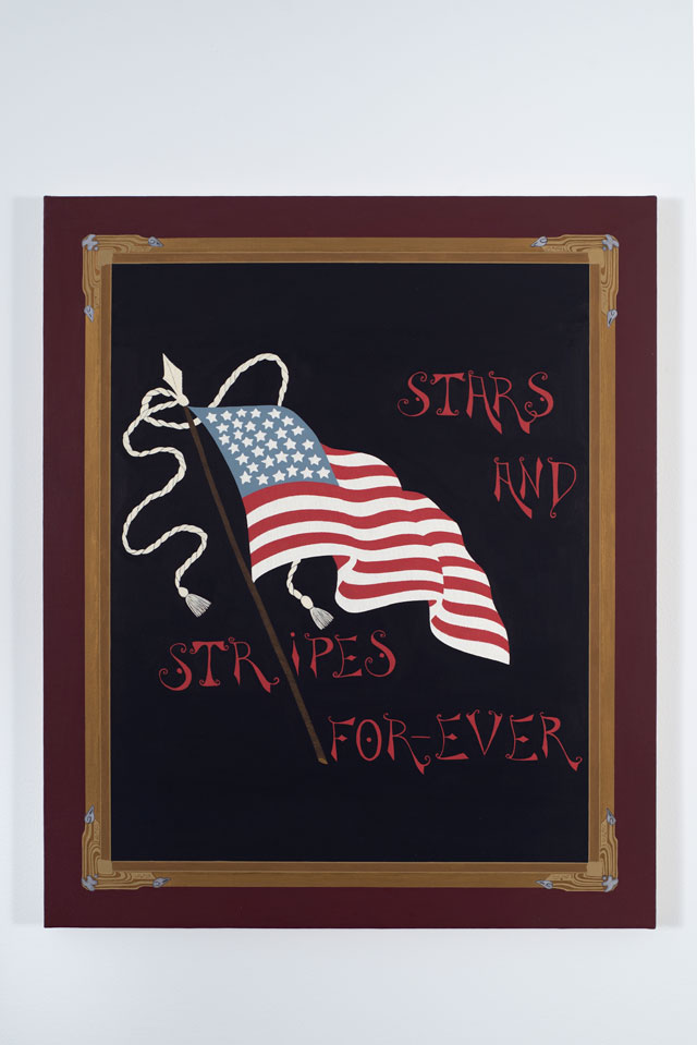 Becky Suss. Stars and Stripes For-Ever, 2016. Oil on canvas, 24 x 20 in. Courtesy Jack Shainman Gallery.