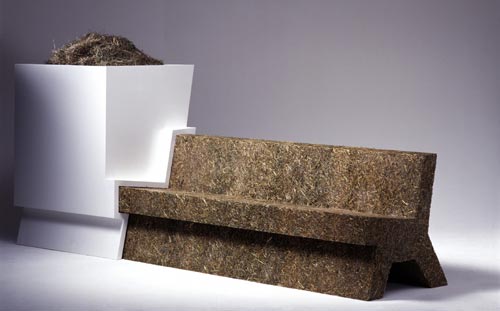 Droog Design <em>Garden Bench</em>. Jurgen Bey, 1999. Hay, resin, MDF. Collection Droog Design. Photo: Marsel Loermans.