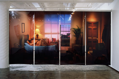 Michael Snow. Powers of Two, 2003. Four photographic transparencies, suspended from ceiling, 102 x 192 1/8 in (259 x 488 cm).